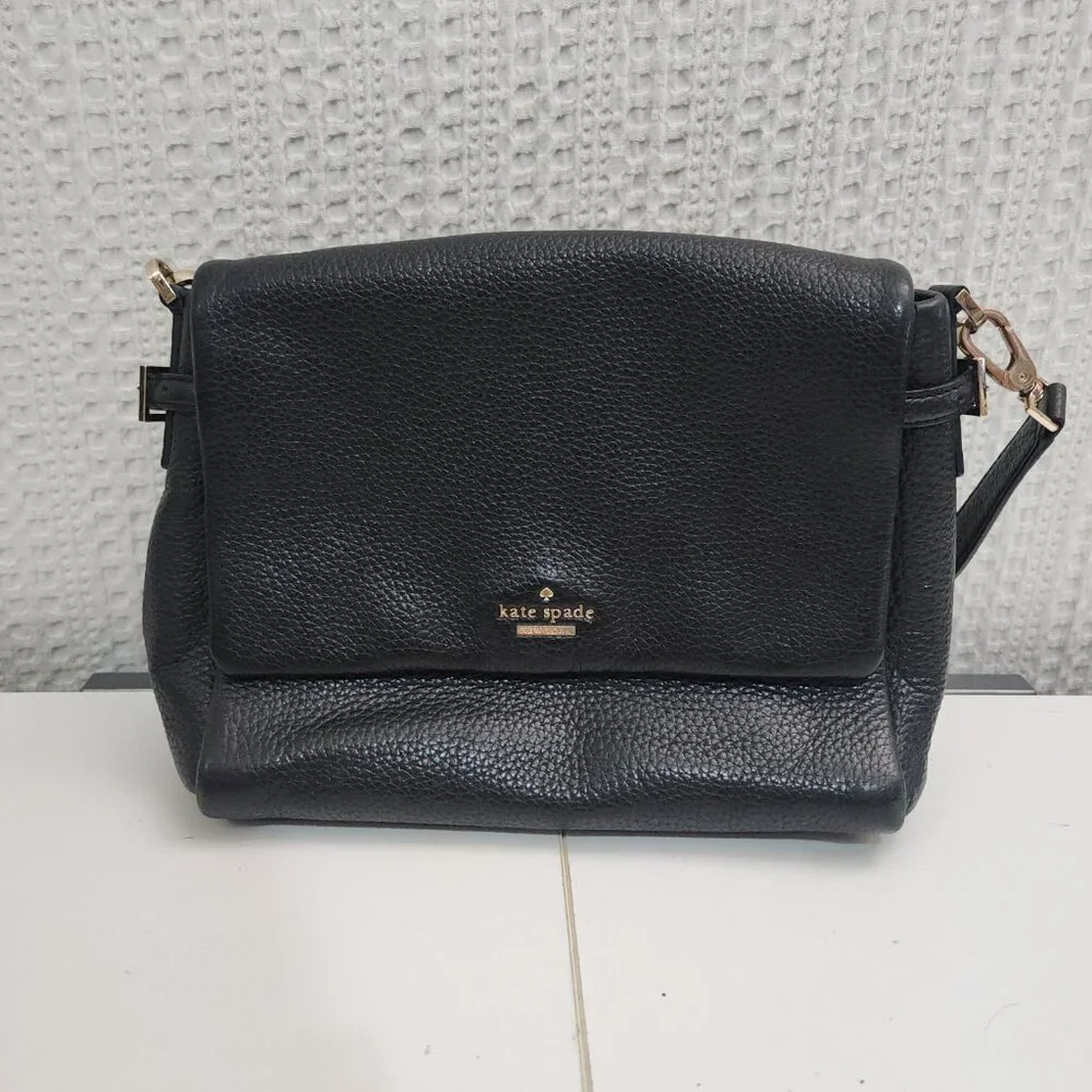 Kate Spade New York Black Pebbled Leather Shoulder Bag Purse